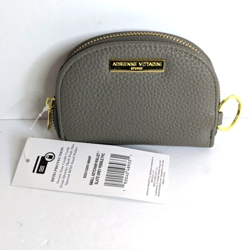 Adrienne Vittadini NWT Gray Zip Around RFID Wallet Clutch